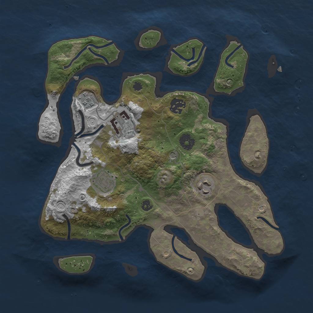 Rust Map: Procedural Map, Size: 3000, Seed: 628836, 11 Monuments