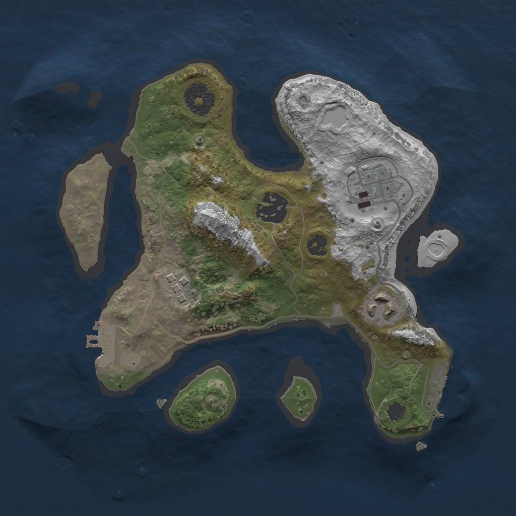 Rust Map: Procedural Map, Size: 2500, Seed: 1744090199, 14 Monuments