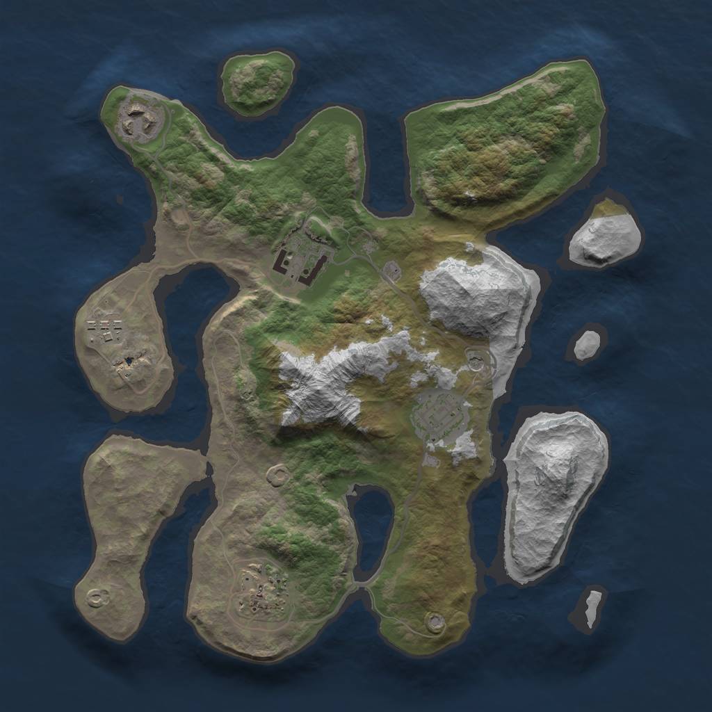 Rust Map: Barren, Size: 3000, Seed: 758972, 8 Monuments