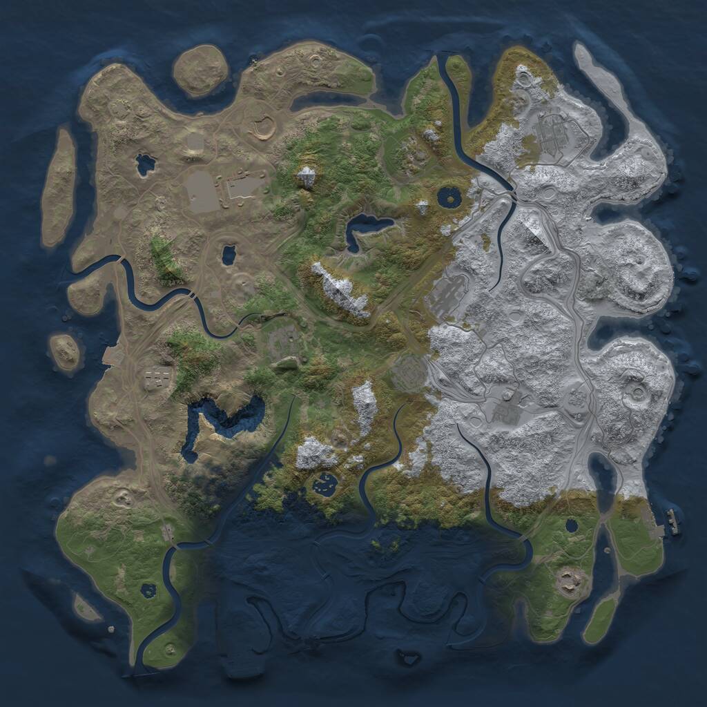 Rust Map: Procedural Map, Size: 4500, Seed: 45824, 17 Monuments