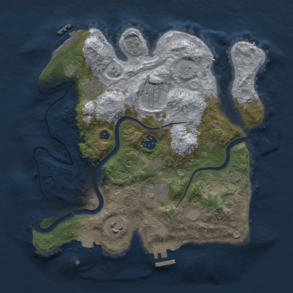 Rust Map: Procedural Map, Size: 3000, Seed: 1239876, 12 Monuments