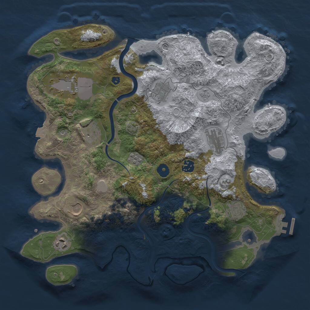 Rust Map: Procedural Map, Size: 3700, Seed: 843478448, 14 Monuments