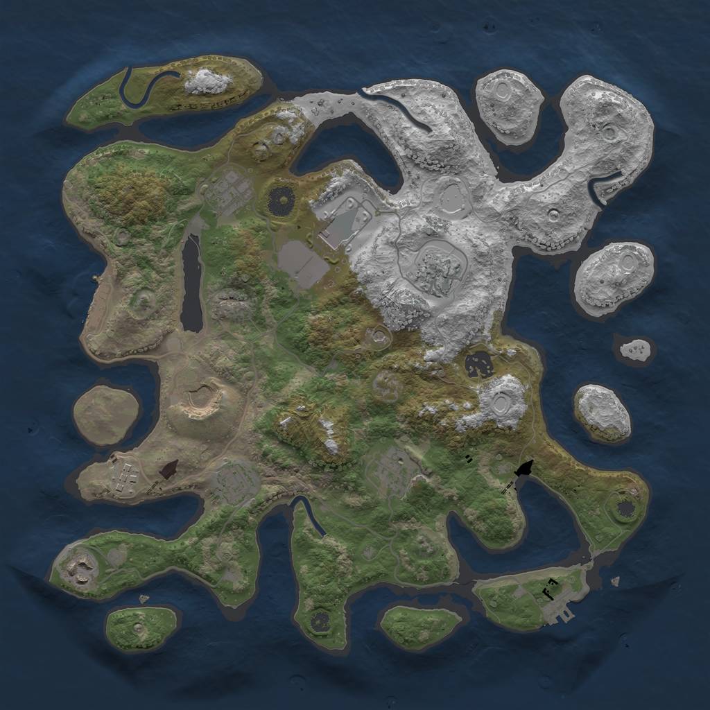 Rust Map: Procedural Map, Size: 3700, Seed: 843478448, 20 Monuments