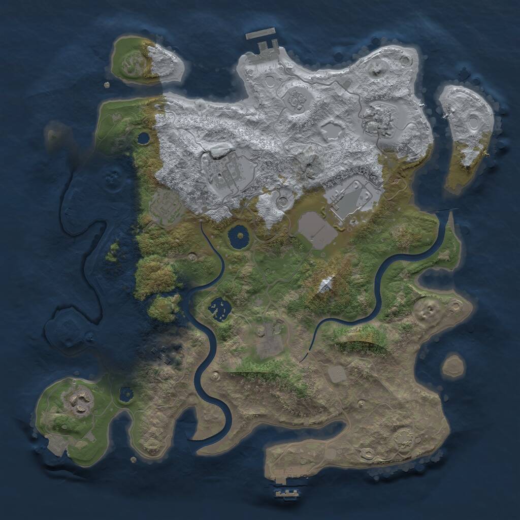 Rust Map: Procedural Map, Size: 3500, Seed: 542687139, 14 Monuments