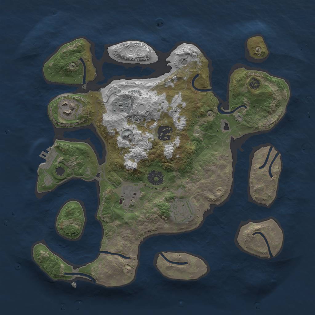 Rust Map: Procedural Map, Size: 3000, Seed: 284359, 12 Monuments