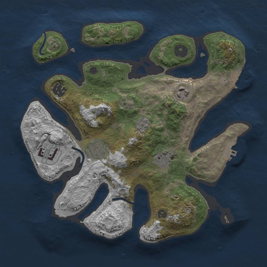 Rust Map: Procedural Map, Size: 3000, Seed: 111191, 16 Monuments