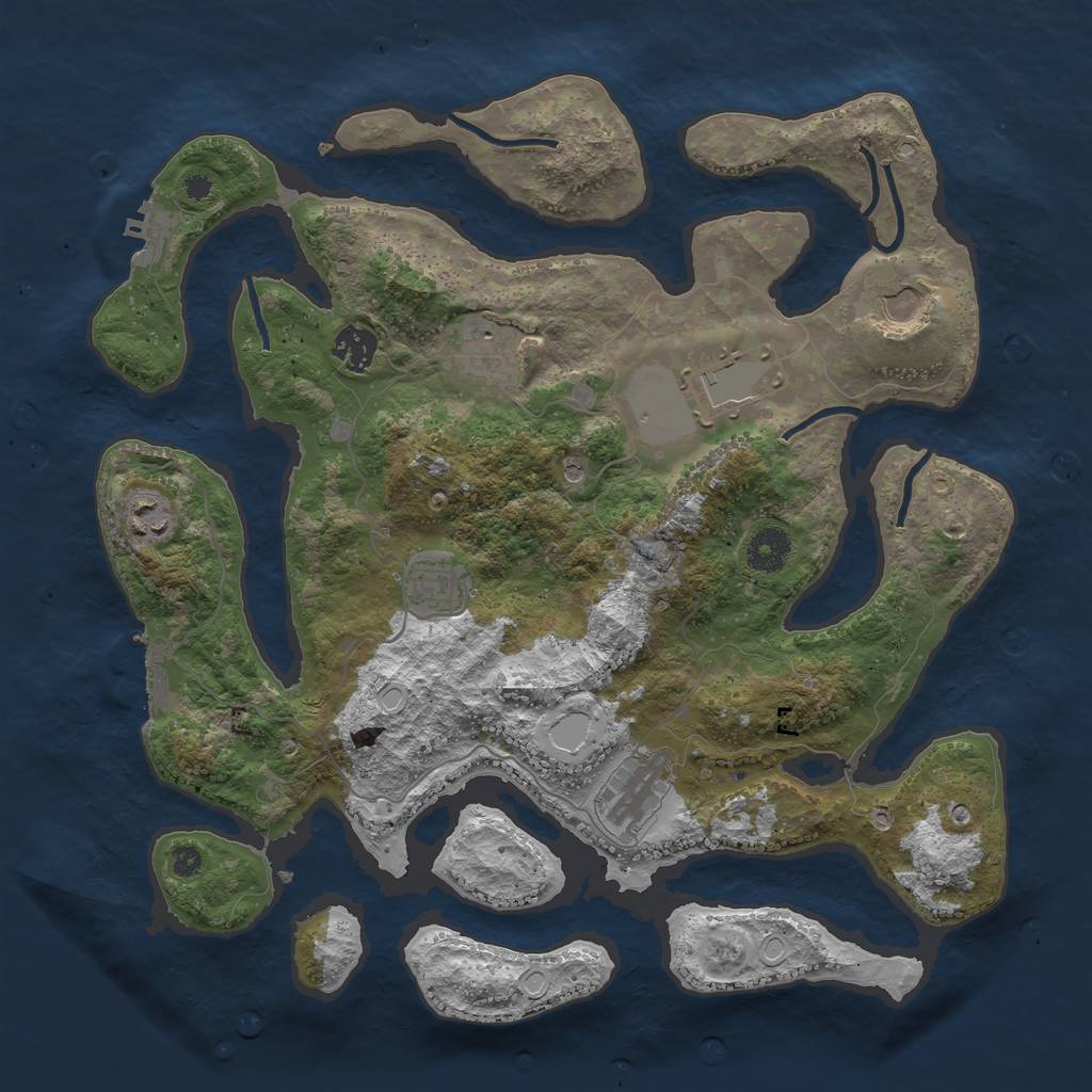 Rust Map: Procedural Map, Size: 3700, Seed: 12914, 15 Monuments