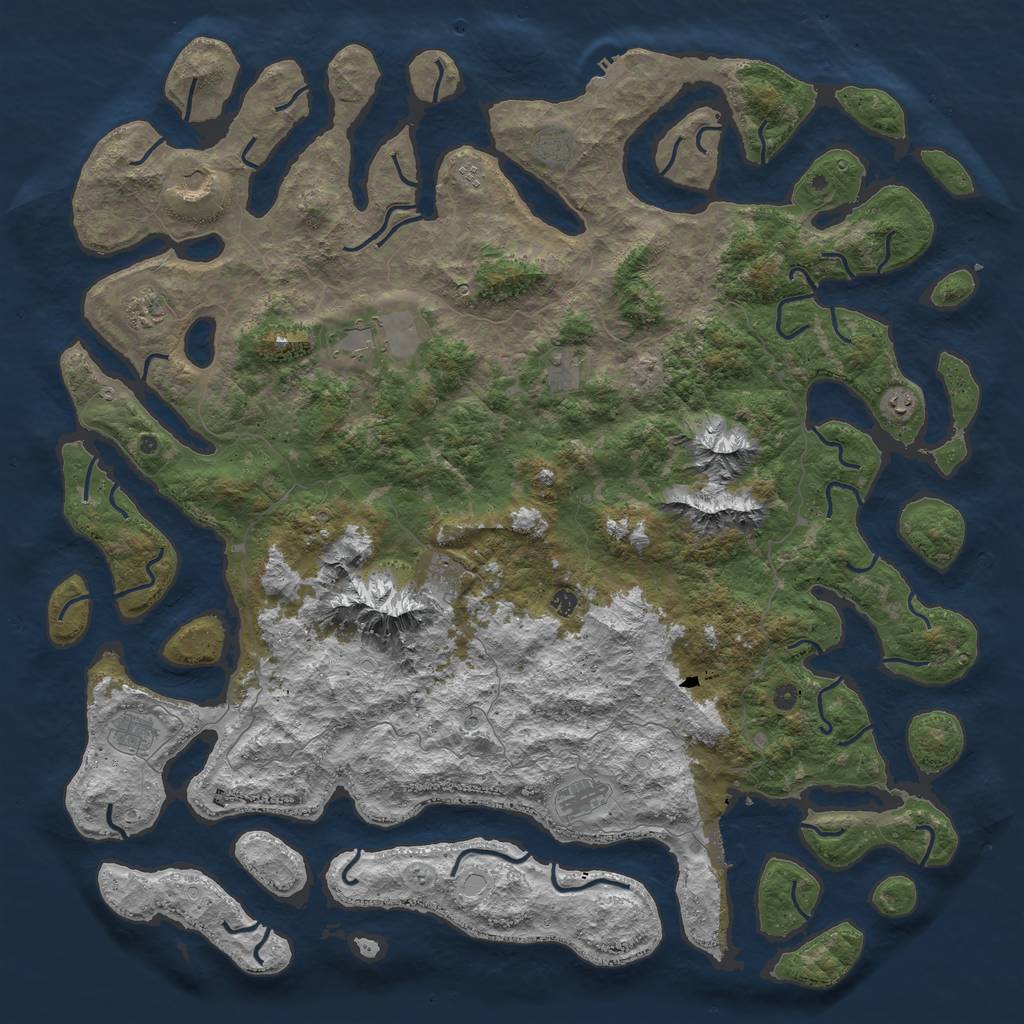 Rust Map: Procedural Map, Size: 6000, Seed: 568568, 19 Monuments
