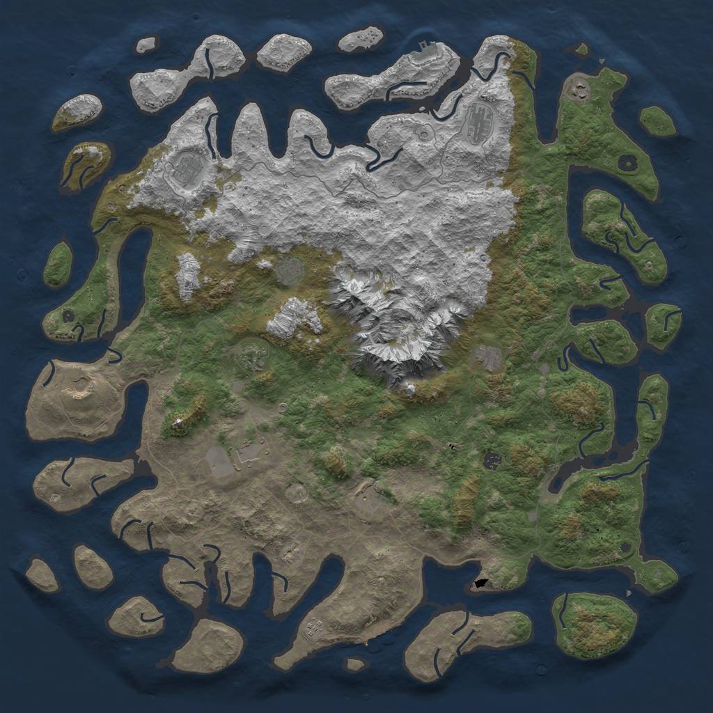 Rust Map: Procedural Map, Size: 6000, Seed: 5656358, 19 Monuments