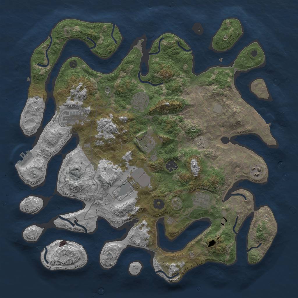 Rust Map: Procedural Map, Size: 4000, Seed: 2005257105, 16 Monuments