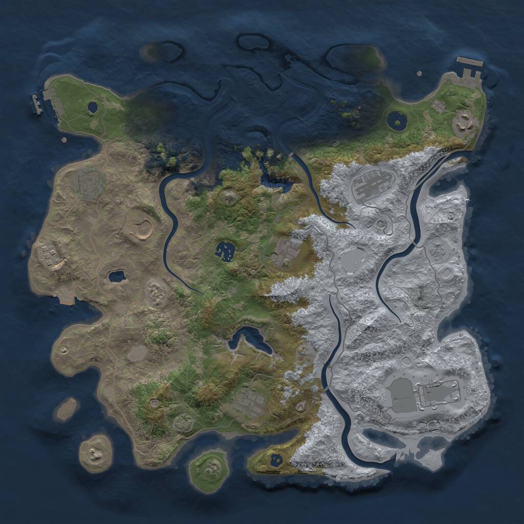 Rust Map: Procedural Map, Size: 4000, Seed: 182558, 15 Monuments