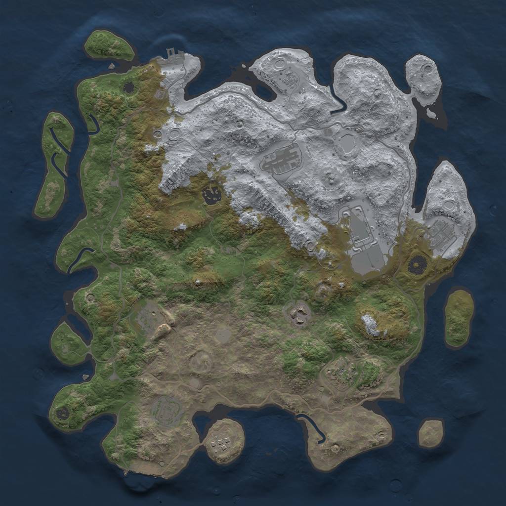 Rust Map: Procedural Map, Size: 4000, Seed: 847390, 18 Monuments
