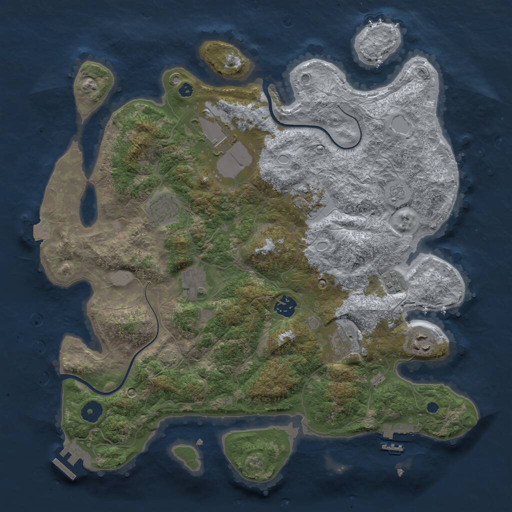 Rust Map: Procedural Map, Size: 3700, Seed: 1283137797, 13 Monuments