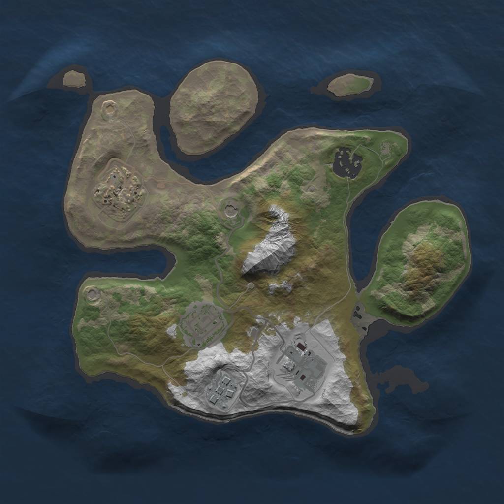 Rust Map: Barren, Size: 2500, Seed: 542, 8 Monuments