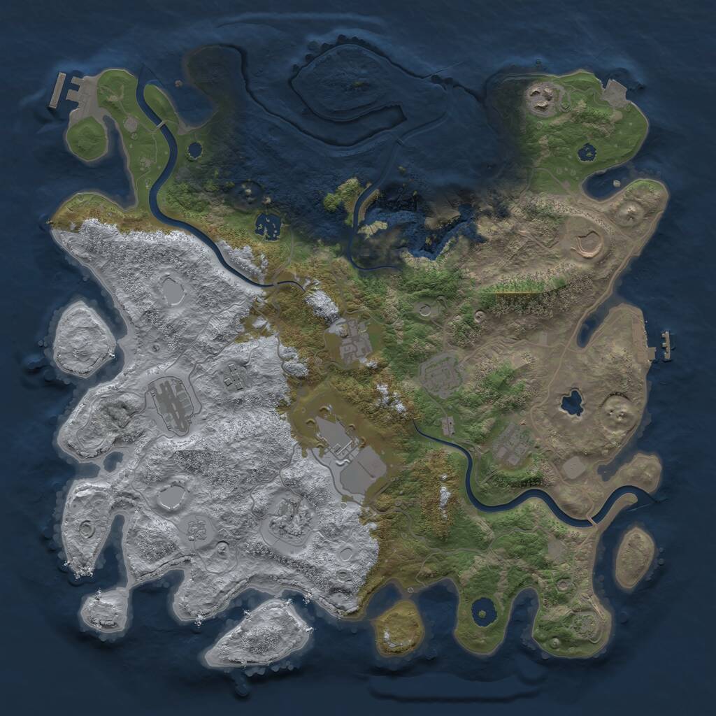 Rust Map: Procedural Map, Size: 4000, Seed: 865412, 16 Monuments