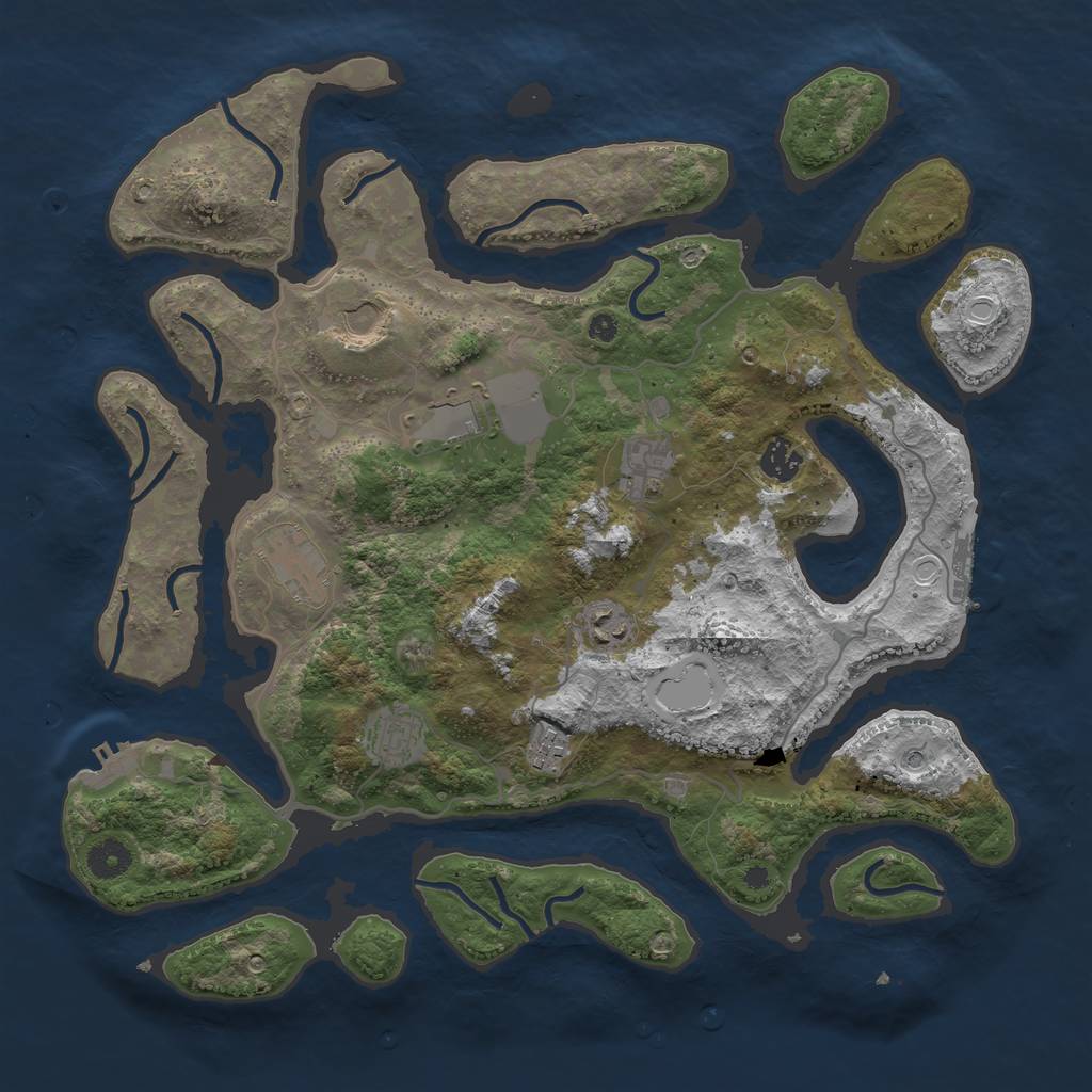Rust Map: Procedural Map, Size: 4000, Seed: 410875884, 16 Monuments
