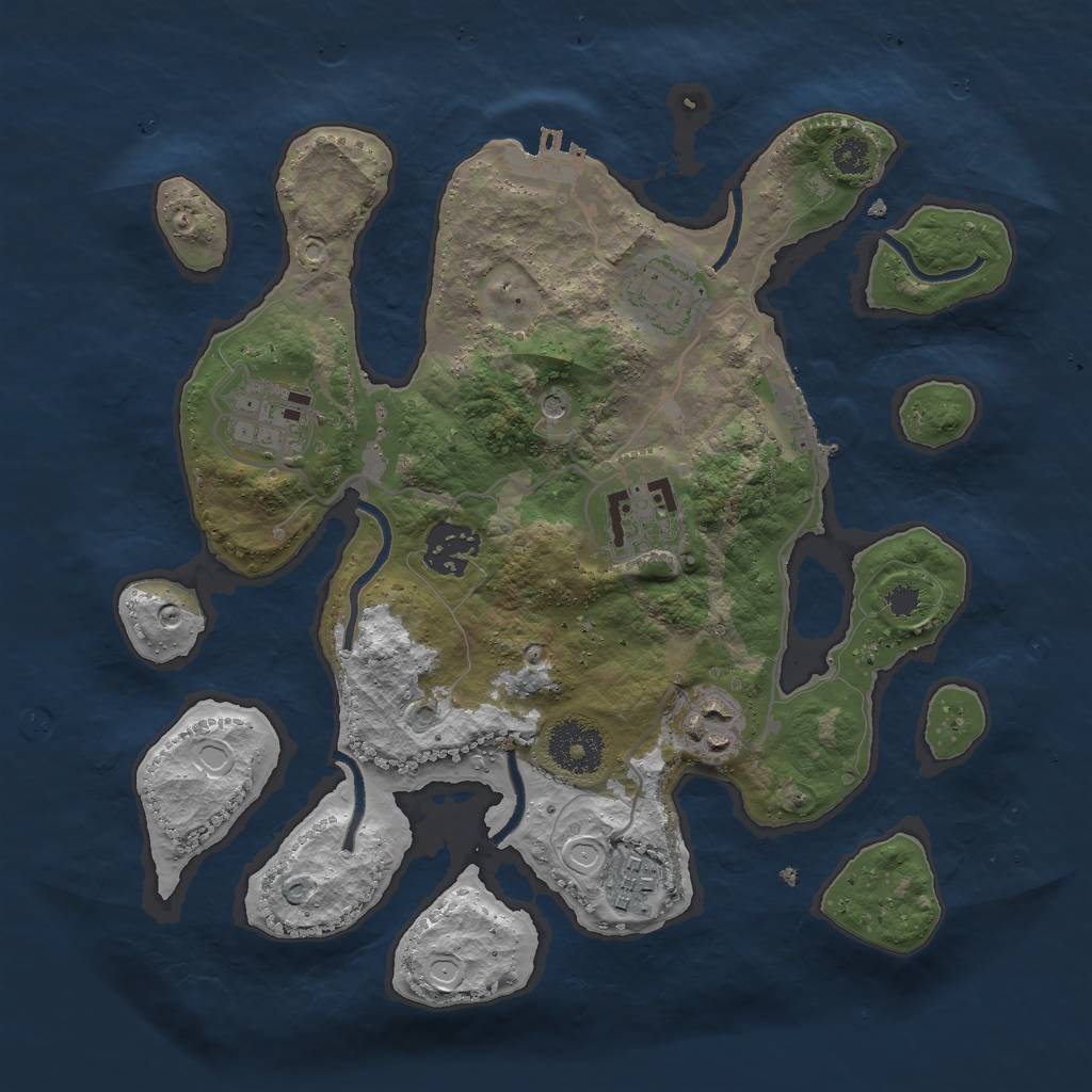 Rust Map: Procedural Map, Size: 3000, Seed: 57405186, 17 Monuments