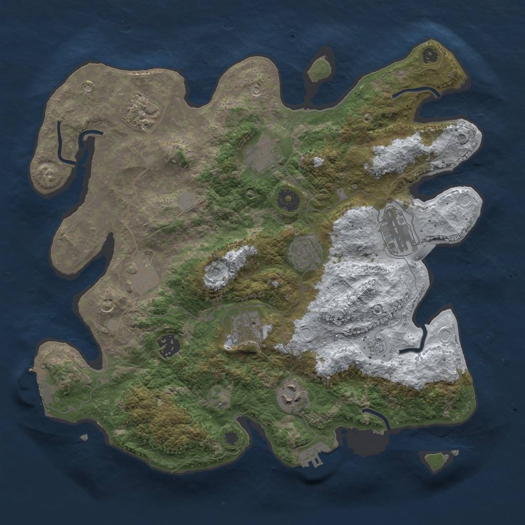 Rust Map: Procedural Map, Size: 3499, Seed: 50500, 17 Monuments