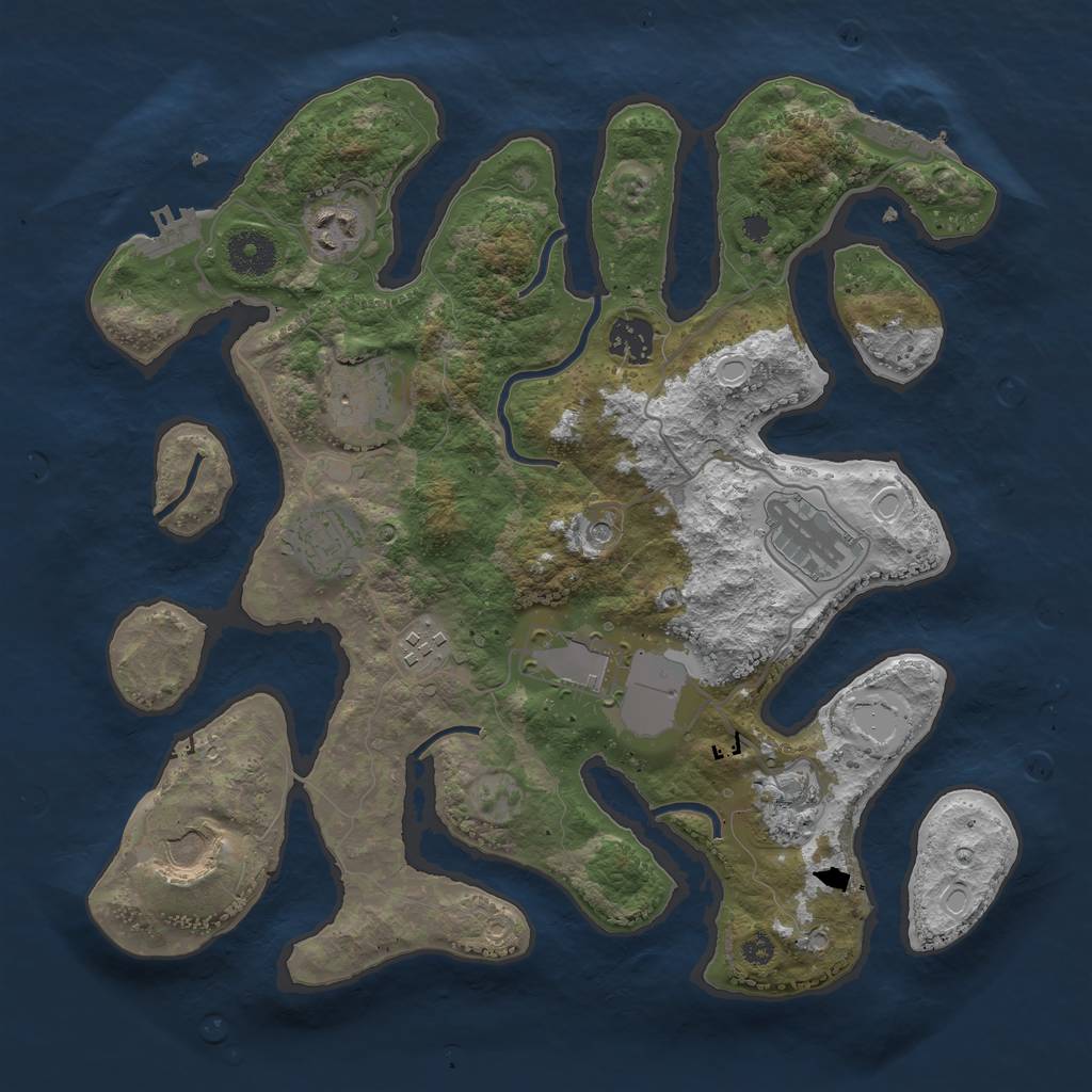 Rust Map: Procedural Map, Size: 3500, Seed: 1019197965, 20 Monuments