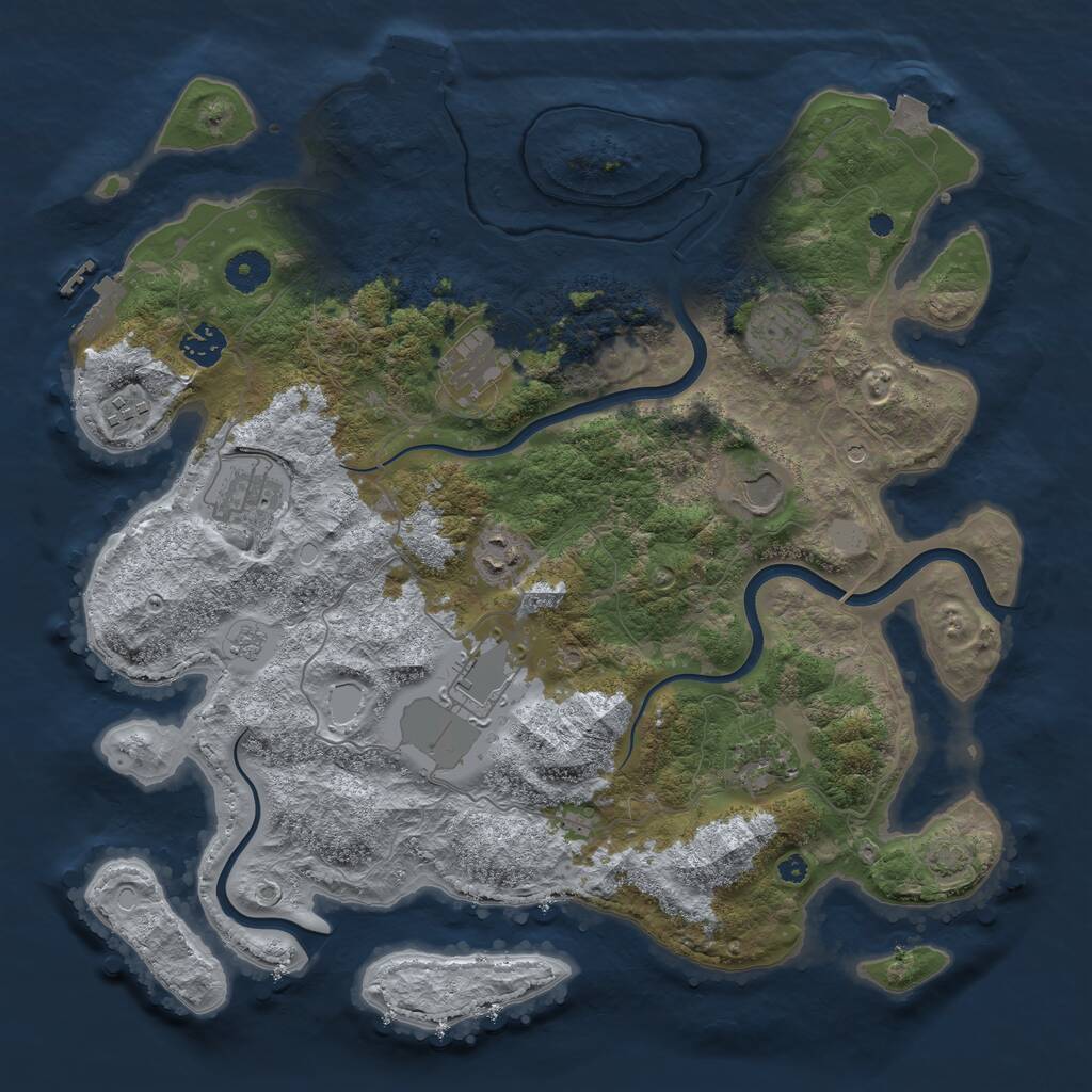 Rust Map: Procedural Map, Size: 3850, Seed: 1328902118, 15 Monuments