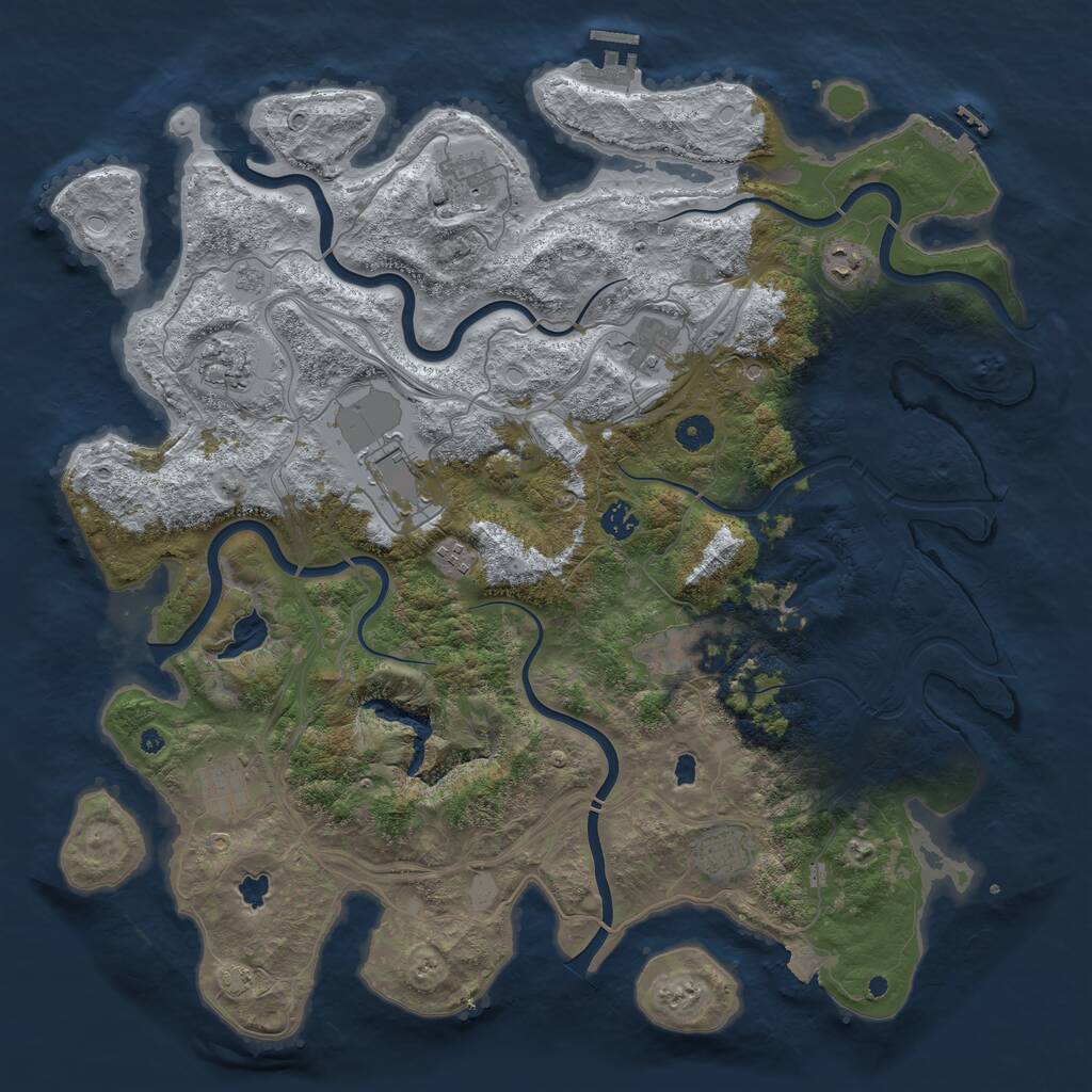 Rust Map: Procedural Map, Size: 4500, Seed: 74744, 16 Monuments