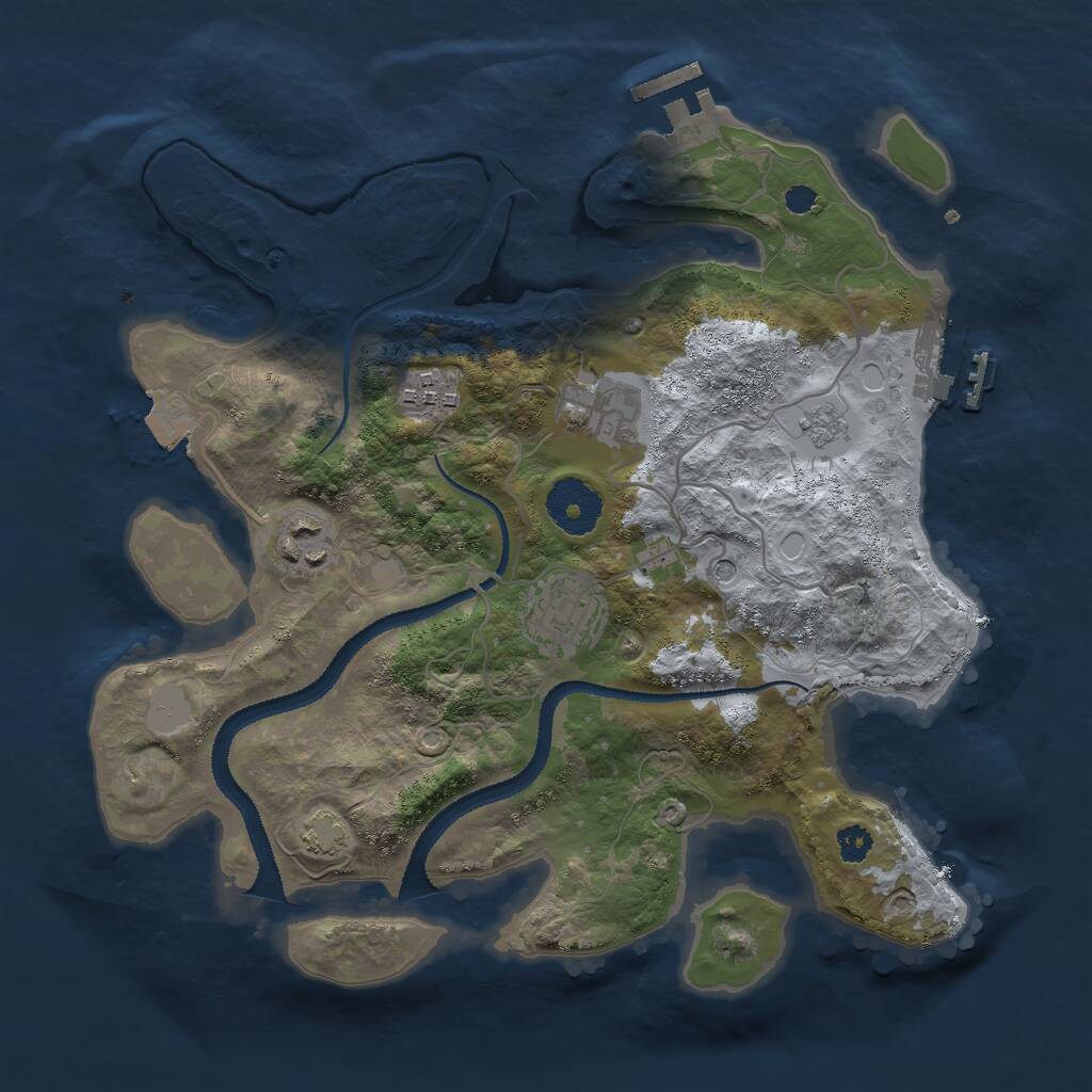 Rust Map: Procedural Map, Size: 3000, Seed: 14051988, 10 Monuments