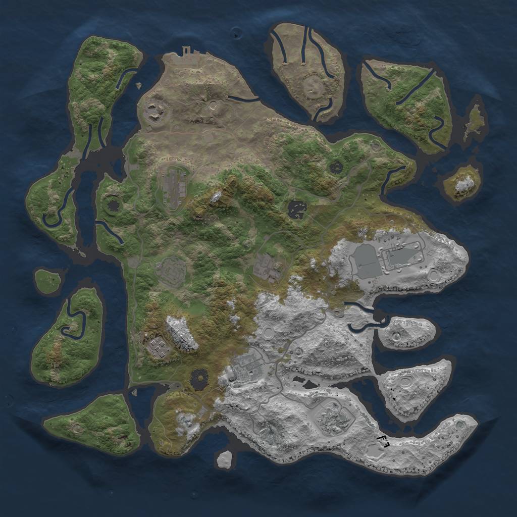 Rust Map: Procedural Map, Size: 4000, Seed: 1192945514, 16 Monuments