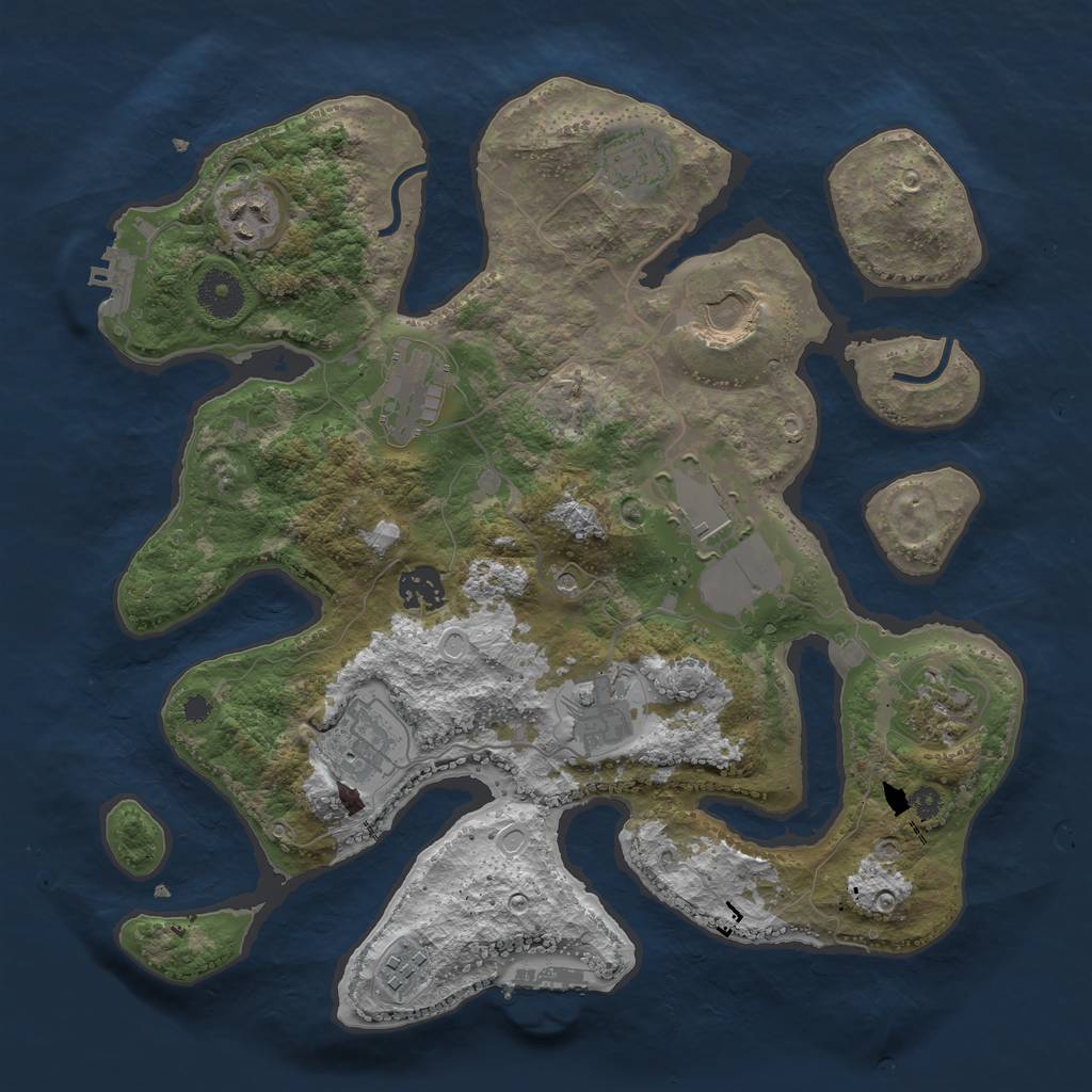 Rust Map: Procedural Map, Size: 3500, Seed: 455221781, 21 Monuments