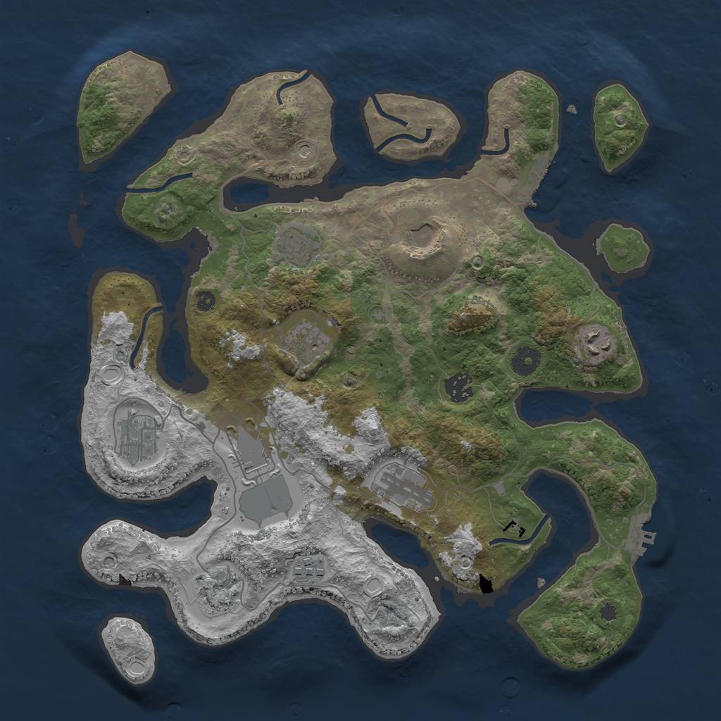 Rust Map: Procedural Map, Size: 3700, Seed: 7827071, 18 Monuments