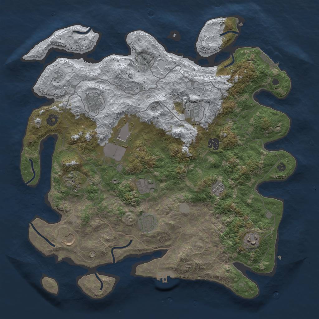 Rust Map: Procedural Map, Size: 4000, Seed: 1478073114, 19 Monuments