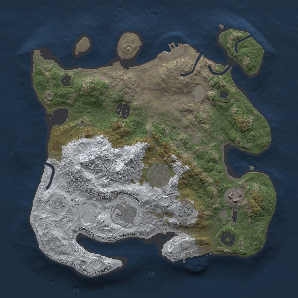 Rust Map: Procedural Map, Size: 3000, Seed: 1758686393, 13 Monuments