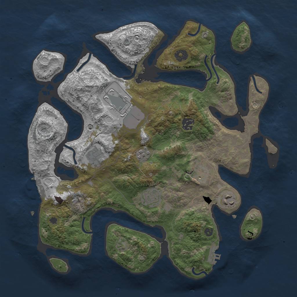 Rust Map: Procedural Map, Size: 3500, Seed: 1234304034, 18 Monuments