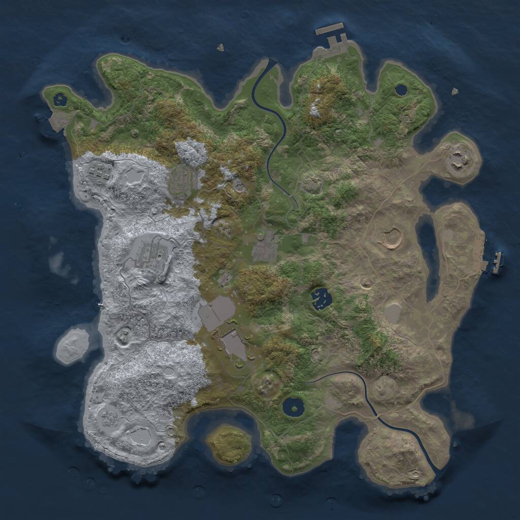 Rust Map: Procedural Map, Size: 3700, Seed: 100, 14 Monuments