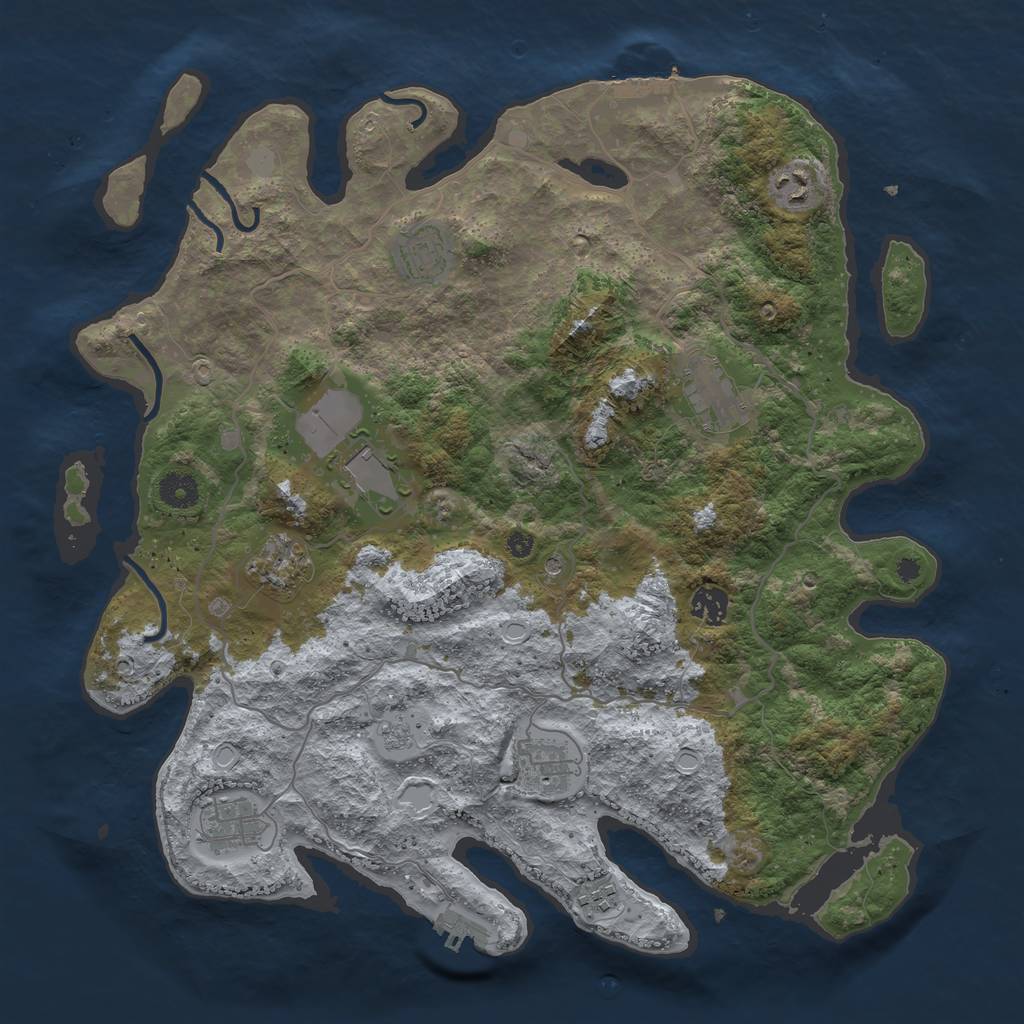 Rust Map: Procedural Map, Size: 4000, Seed: 70872971, 18 Monuments