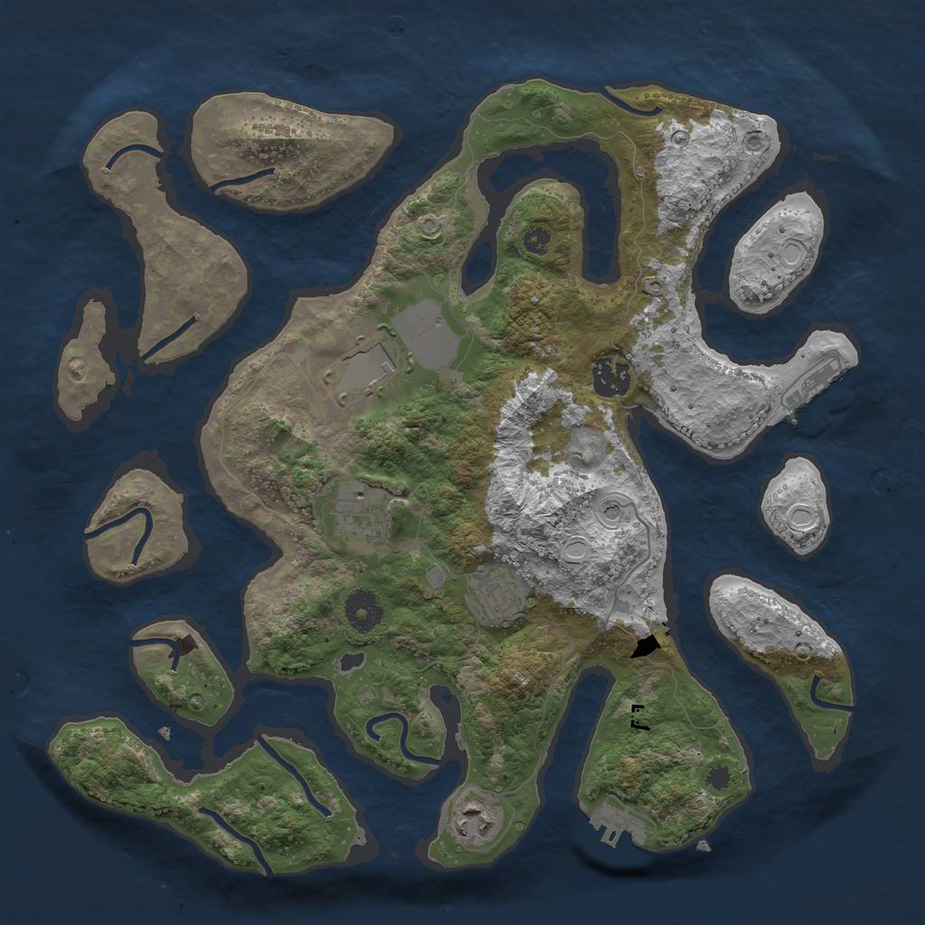 Rust Map: Procedural Map, Size: 3500, Seed: 330011, 16 Monuments