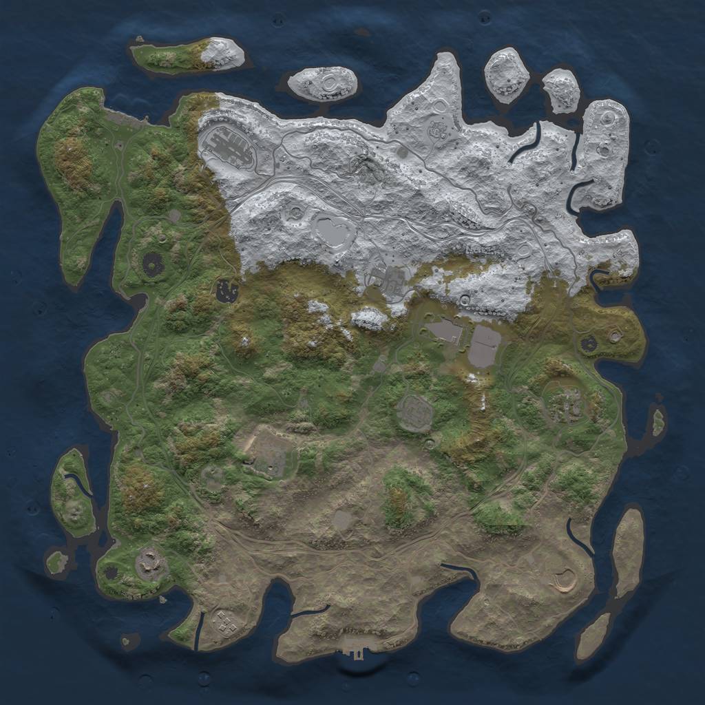 Rust Map: Procedural Map, Size: 4500, Seed: 207778338, 19 Monuments