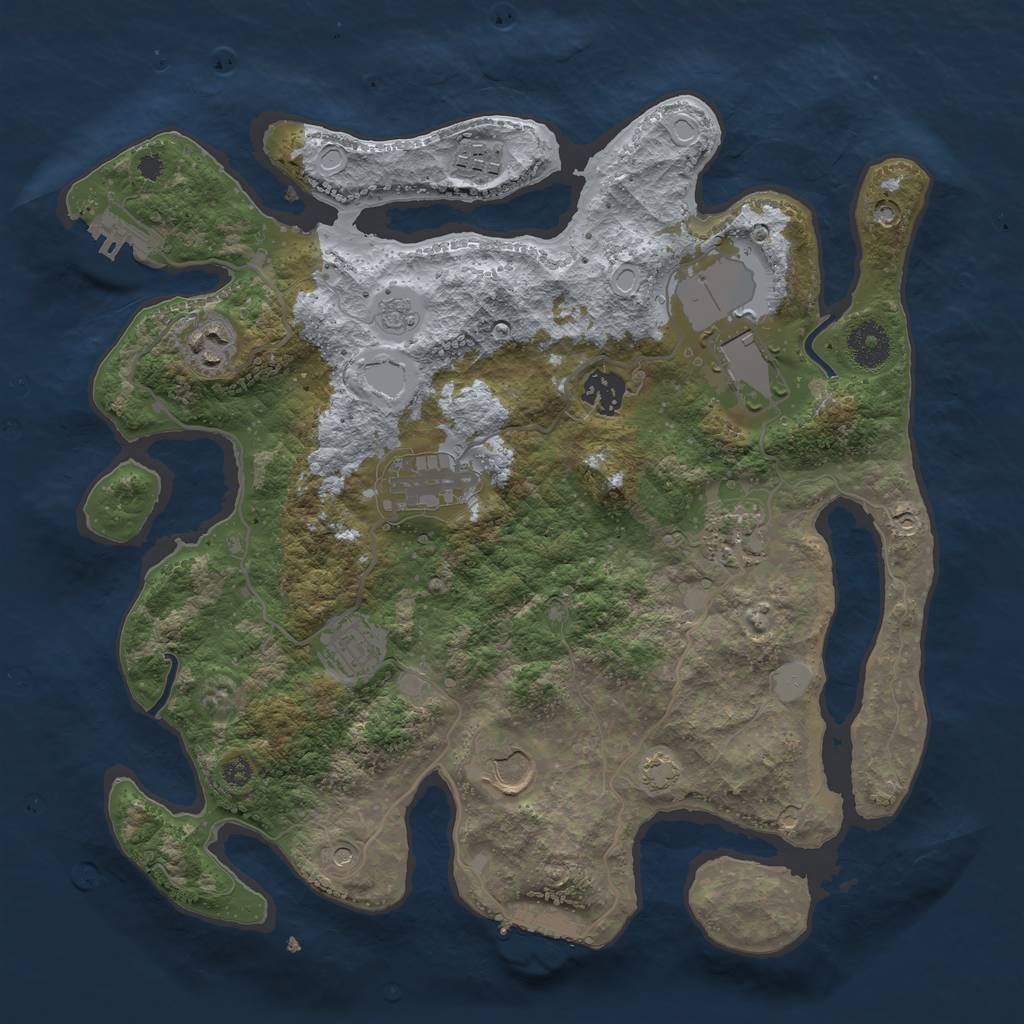 Rust Map: Procedural Map, Size: 3500, Seed: 123734597, 16 Monuments
