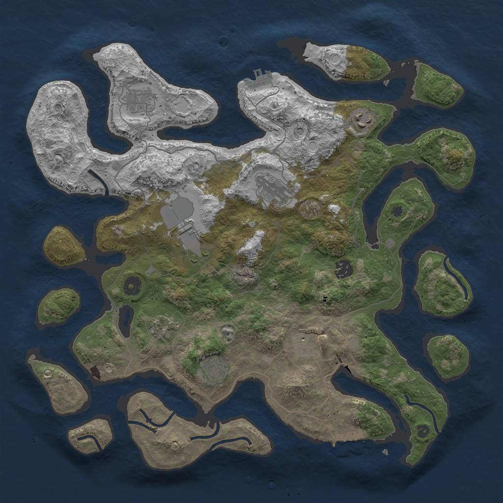 Rust Map: Procedural Map, Size: 4000, Seed: 316, 19 Monuments
