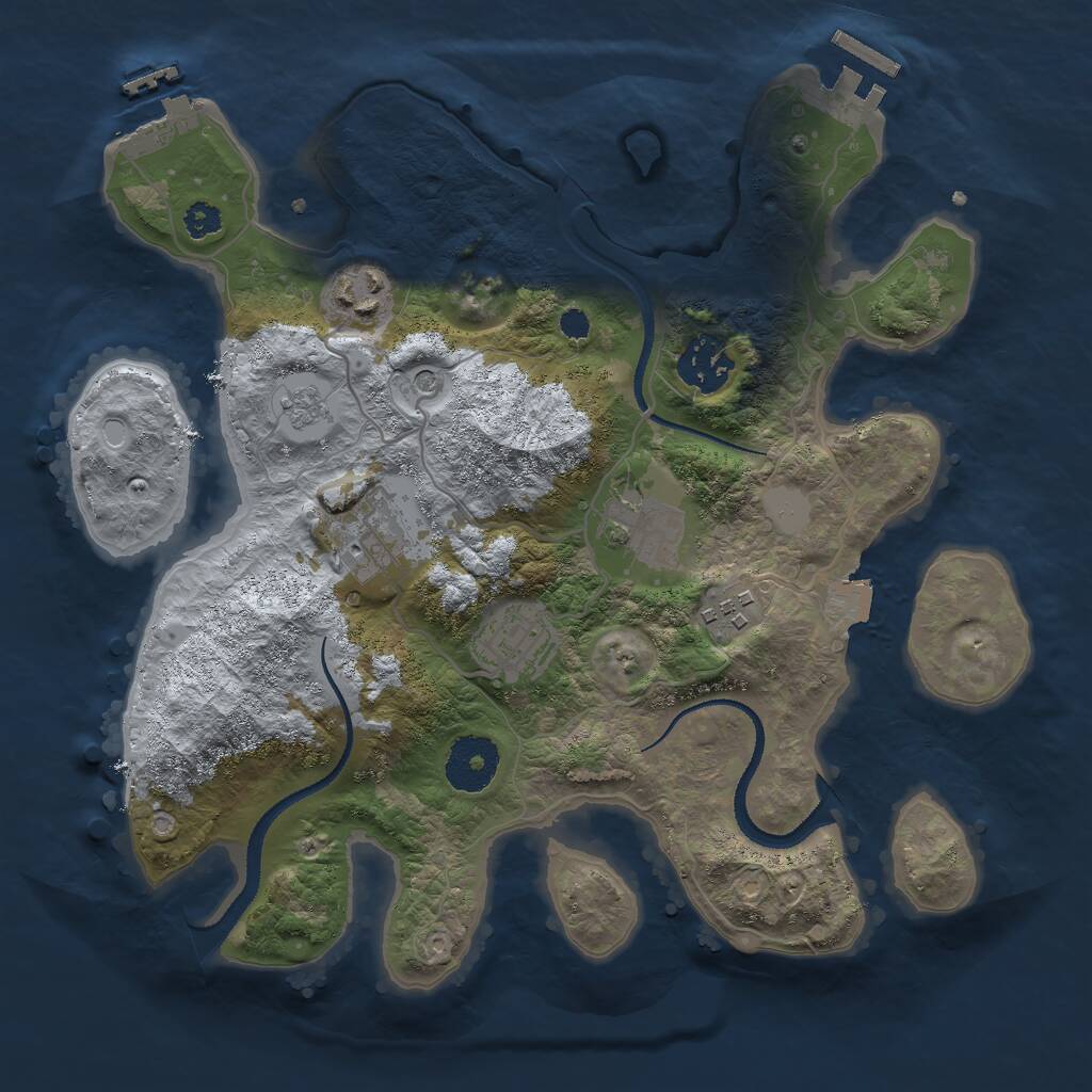 Rust Map: Procedural Map, Size: 3000, Seed: 778015621, 11 Monuments
