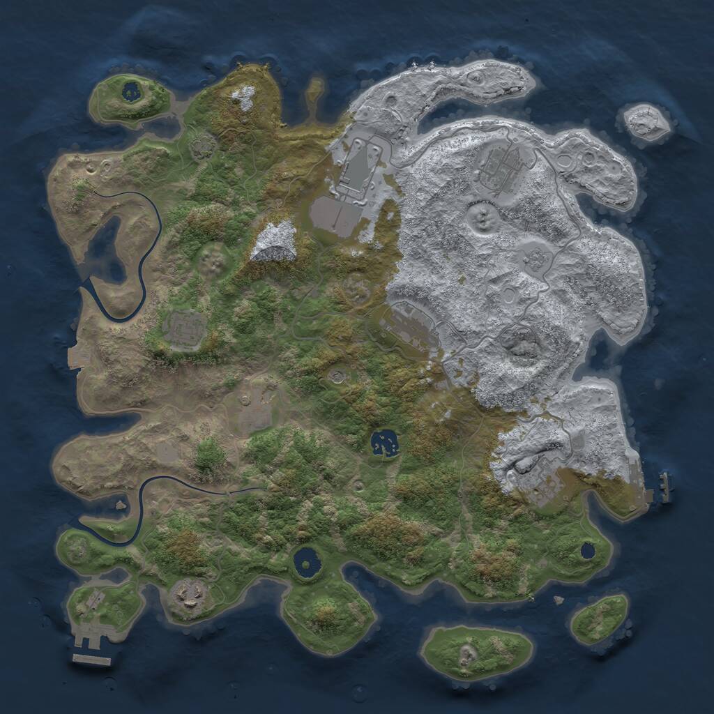 Rust Map: Procedural Map, Size: 3800, Seed: 23124876, 14 Monuments