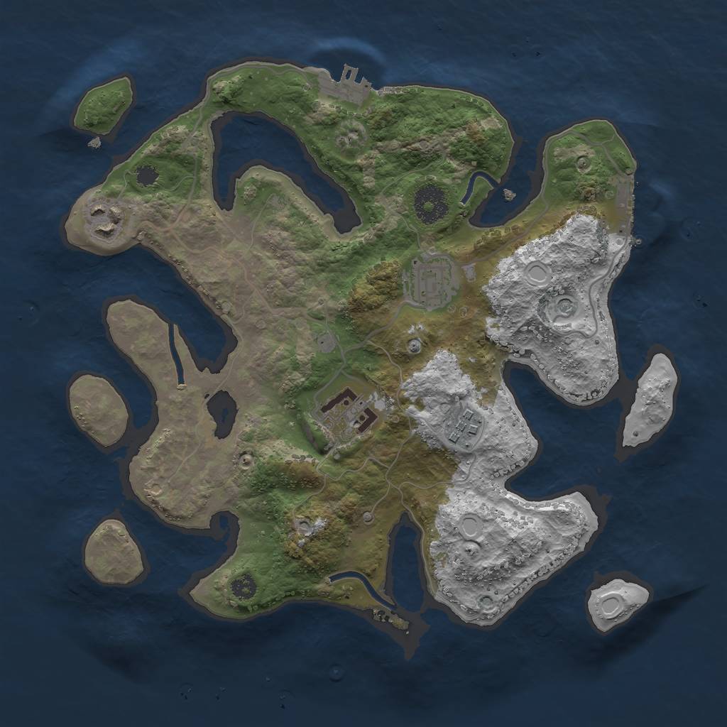 Rust Map: Procedural Map, Size: 3000, Seed: 2424772, 15 Monuments