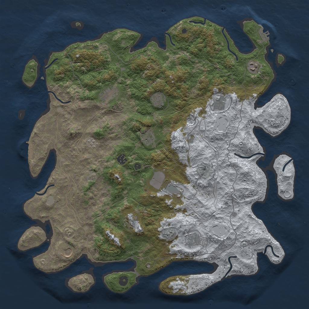 Rust Map: Procedural Map, Size: 4750, Seed: 918180581, 20 Monuments