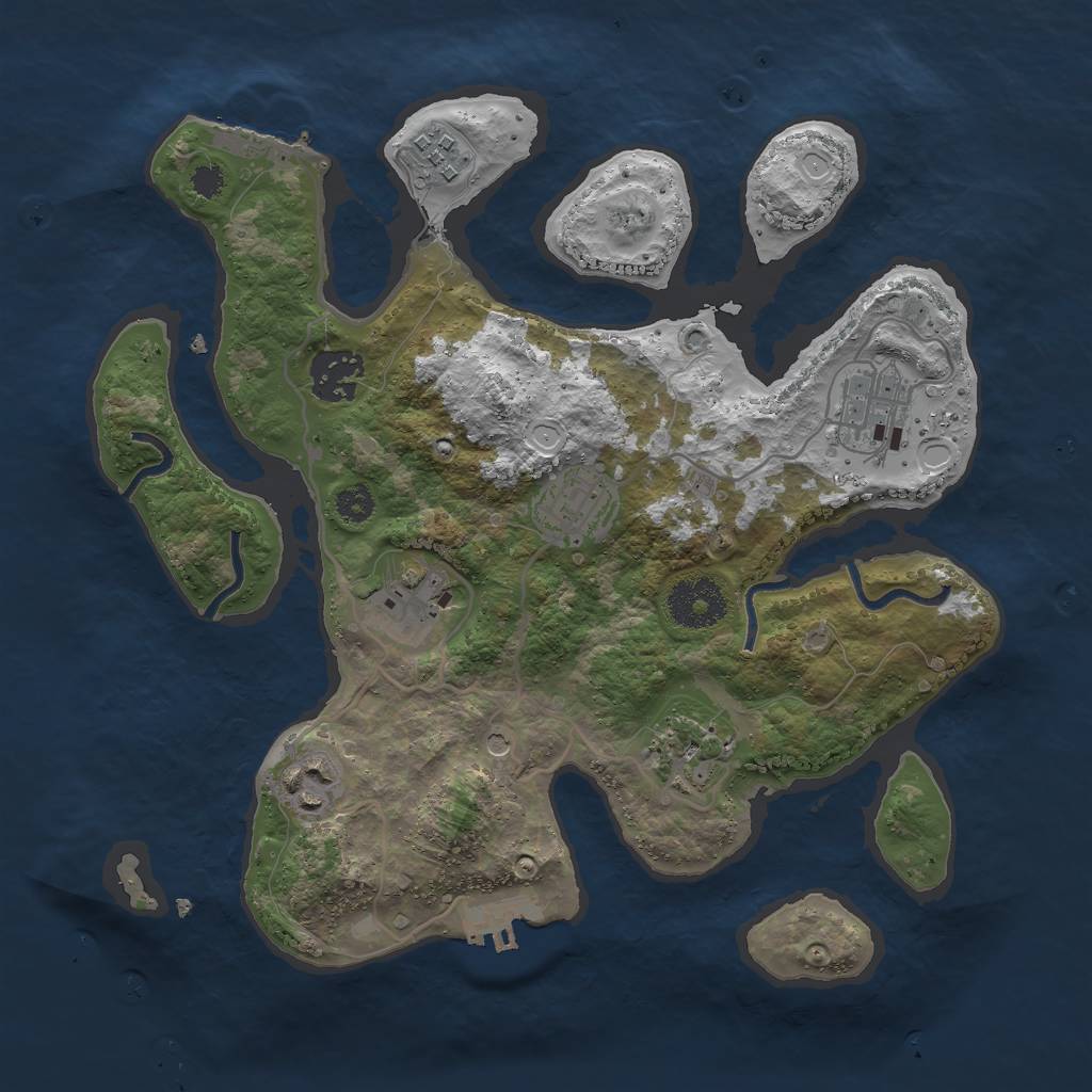 Rust Map: Procedural Map, Size: 3000, Seed: 1552576375, 15 Monuments