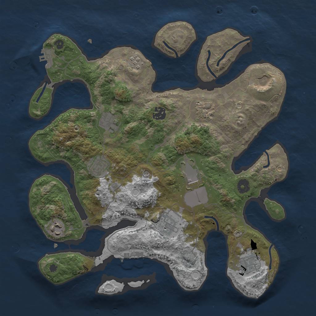 Rust Map: Procedural Map, Size: 3500, Seed: 42765, 18 Monuments