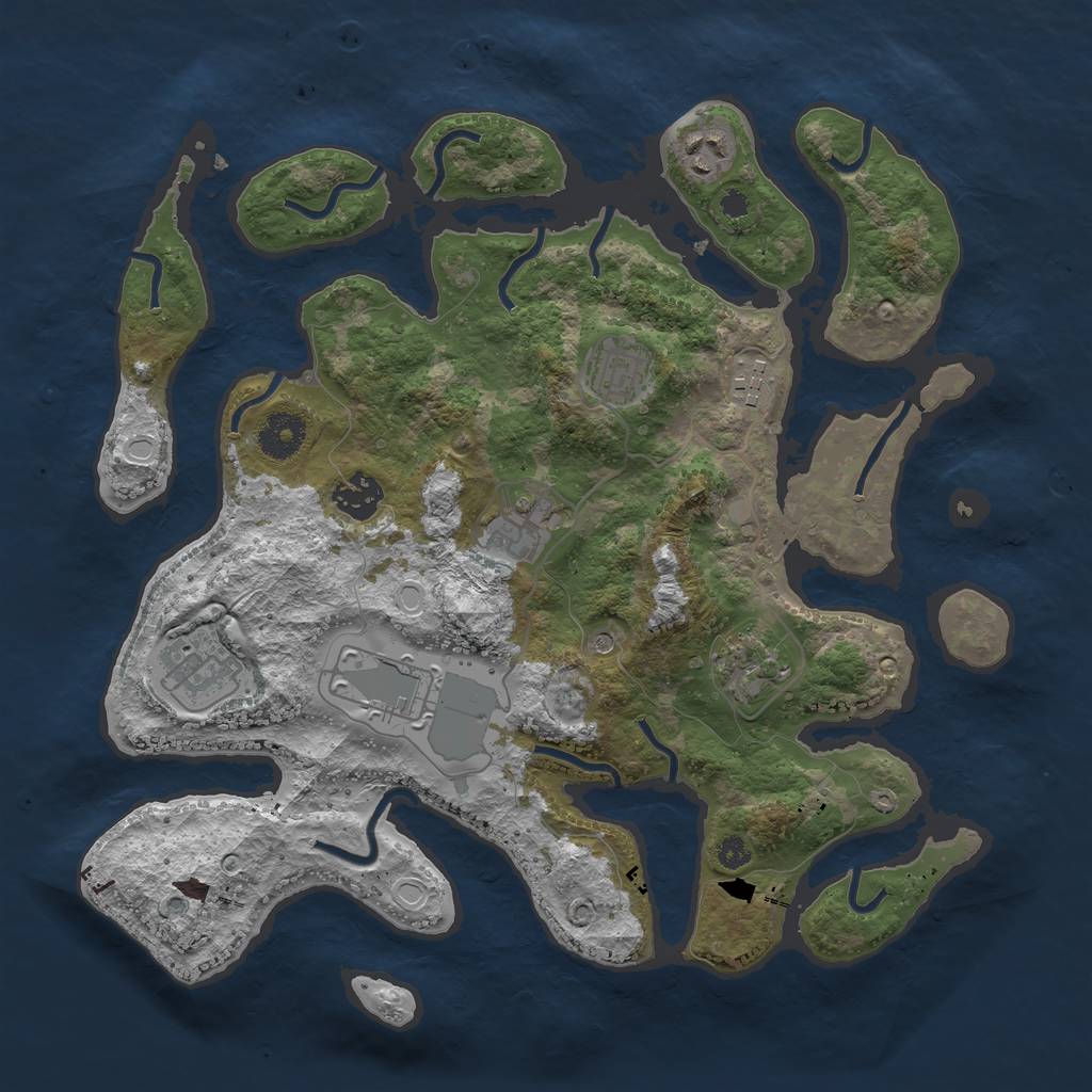 Rust Map: Procedural Map, Size: 3500, Seed: 48765, 17 Monuments