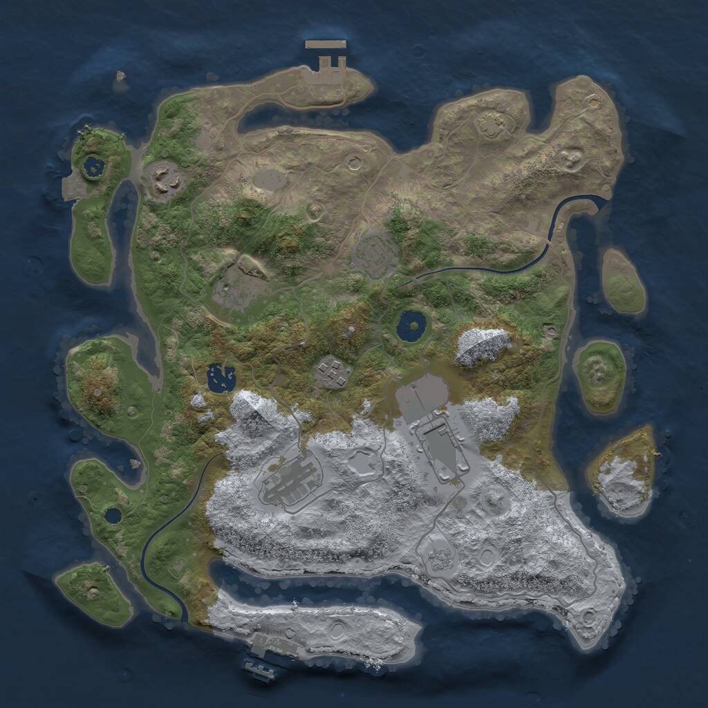 Rust Map: Procedural Map, Size: 3500, Seed: 155830657, 13 Monuments