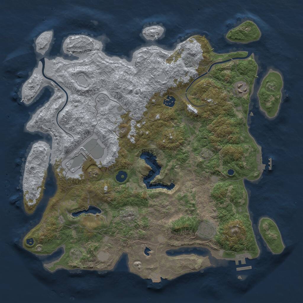 Rust Map: Procedural Map, Size: 4000, Seed: 2078981604, 11 Monuments