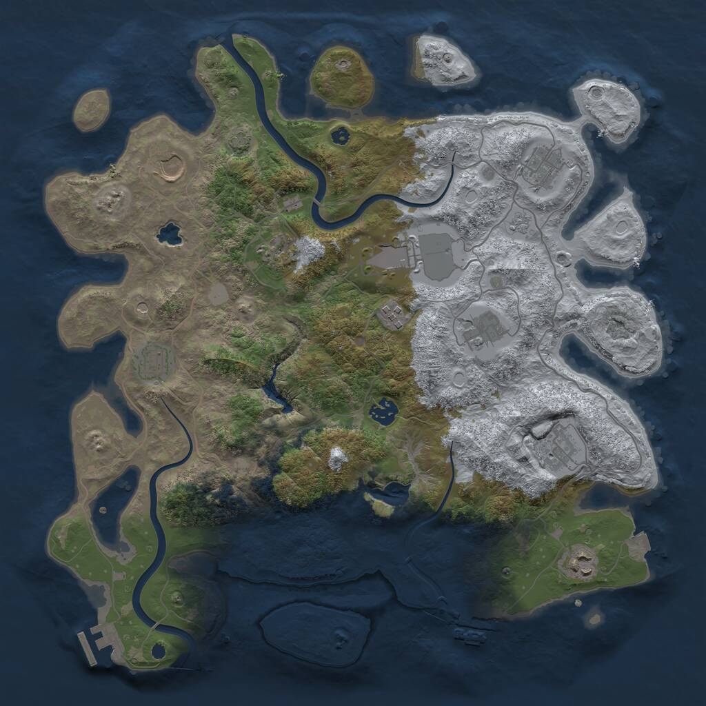 Rust Map: Procedural Map, Size: 4000, Seed: 591517, 16 Monuments