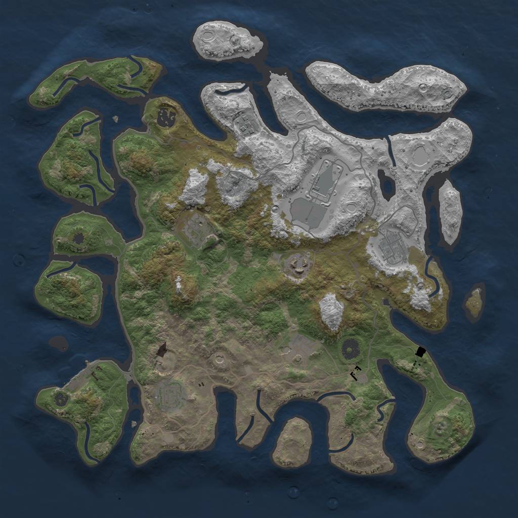 Rust Map: Procedural Map, Size: 4000, Seed: 169919, 18 Monuments