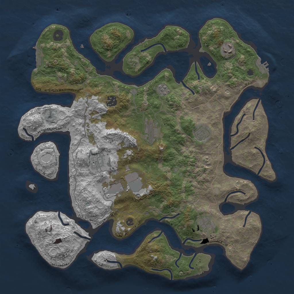 Rust Map: Procedural Map, Size: 4000, Seed: 928581, 19 Monuments